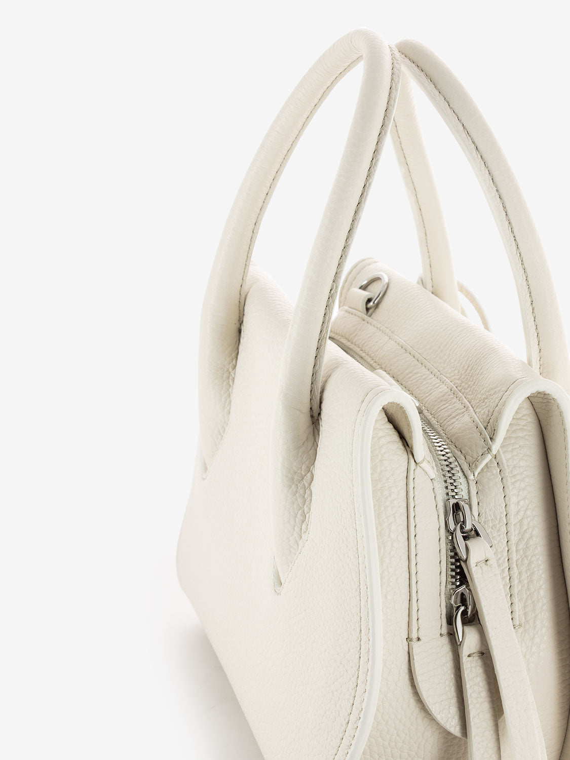 Handbag grained leather bianco