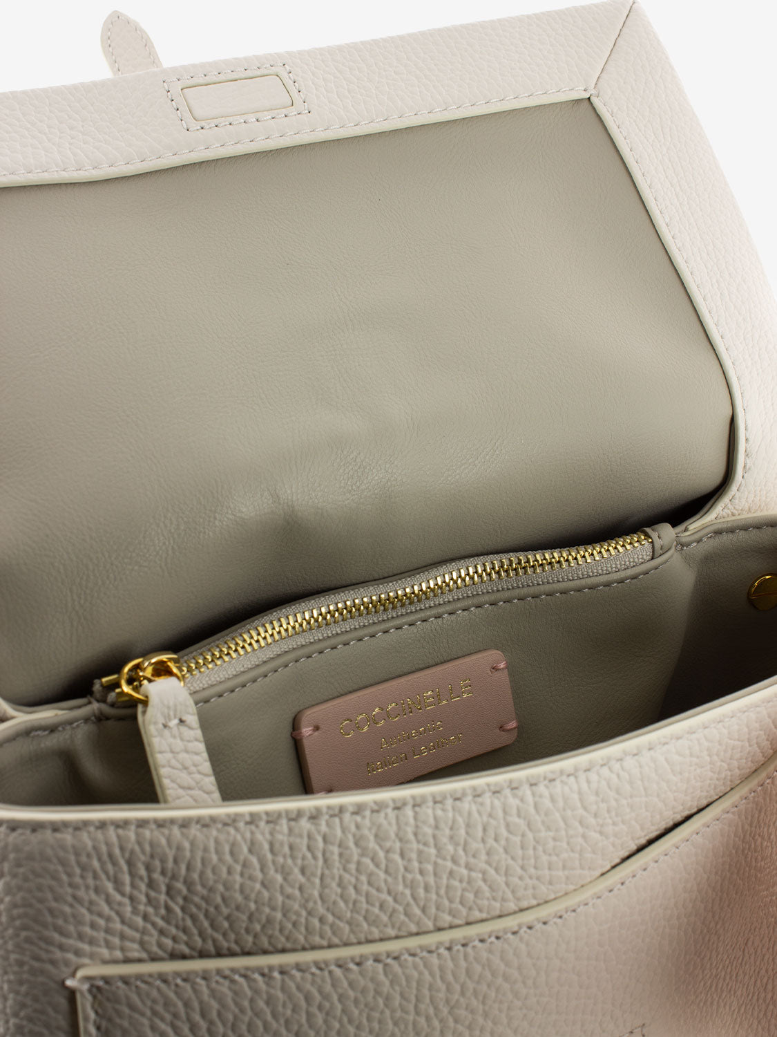 Handbag grained leather blanco