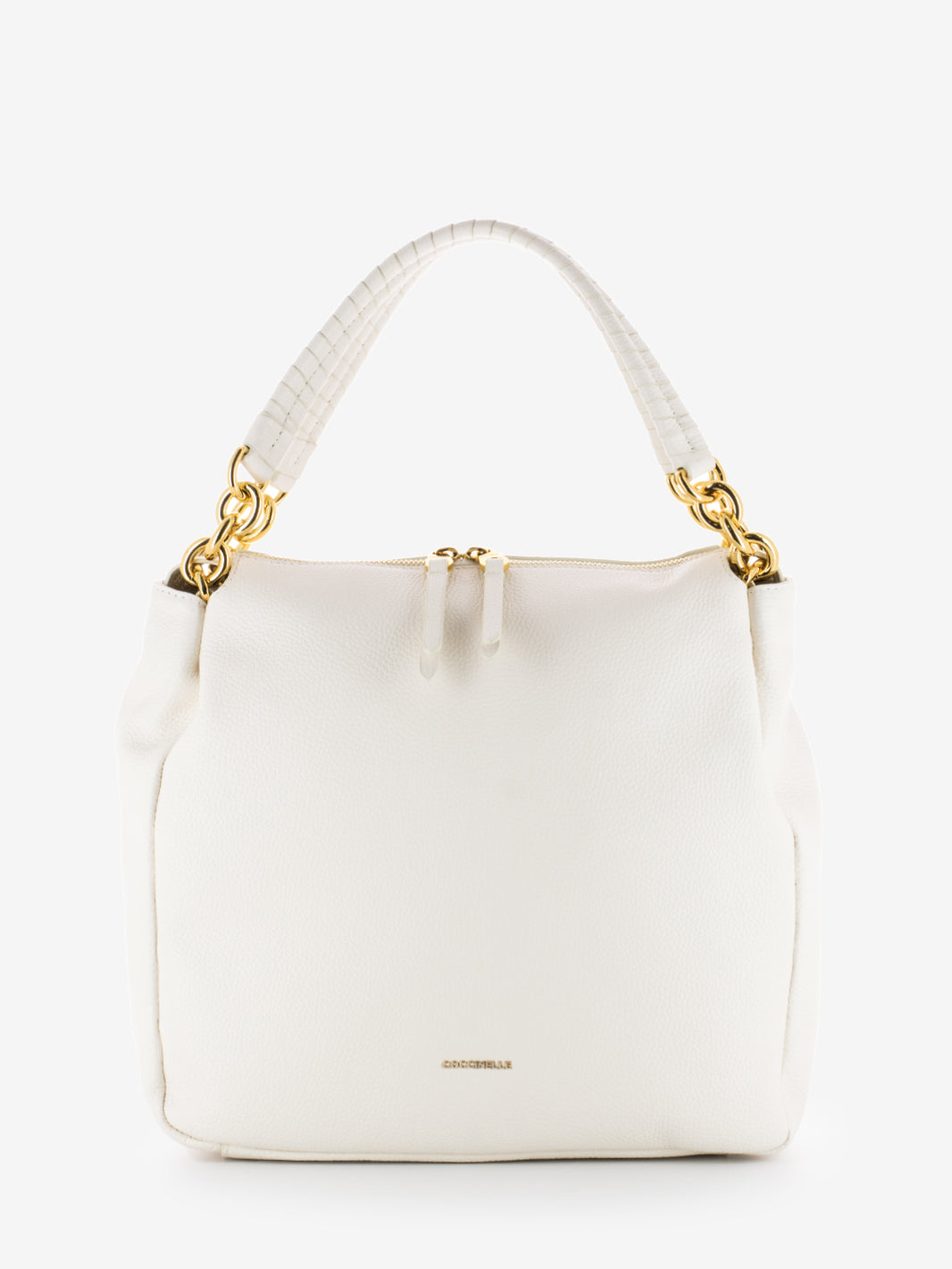 Handbag grained leather coconut milk