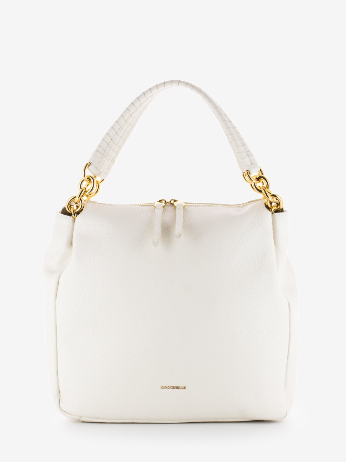 Handbag grained leather coconut milk
