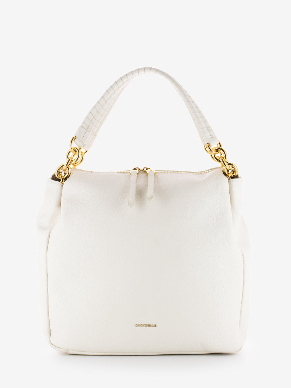 Handbag grained leather coconut milk