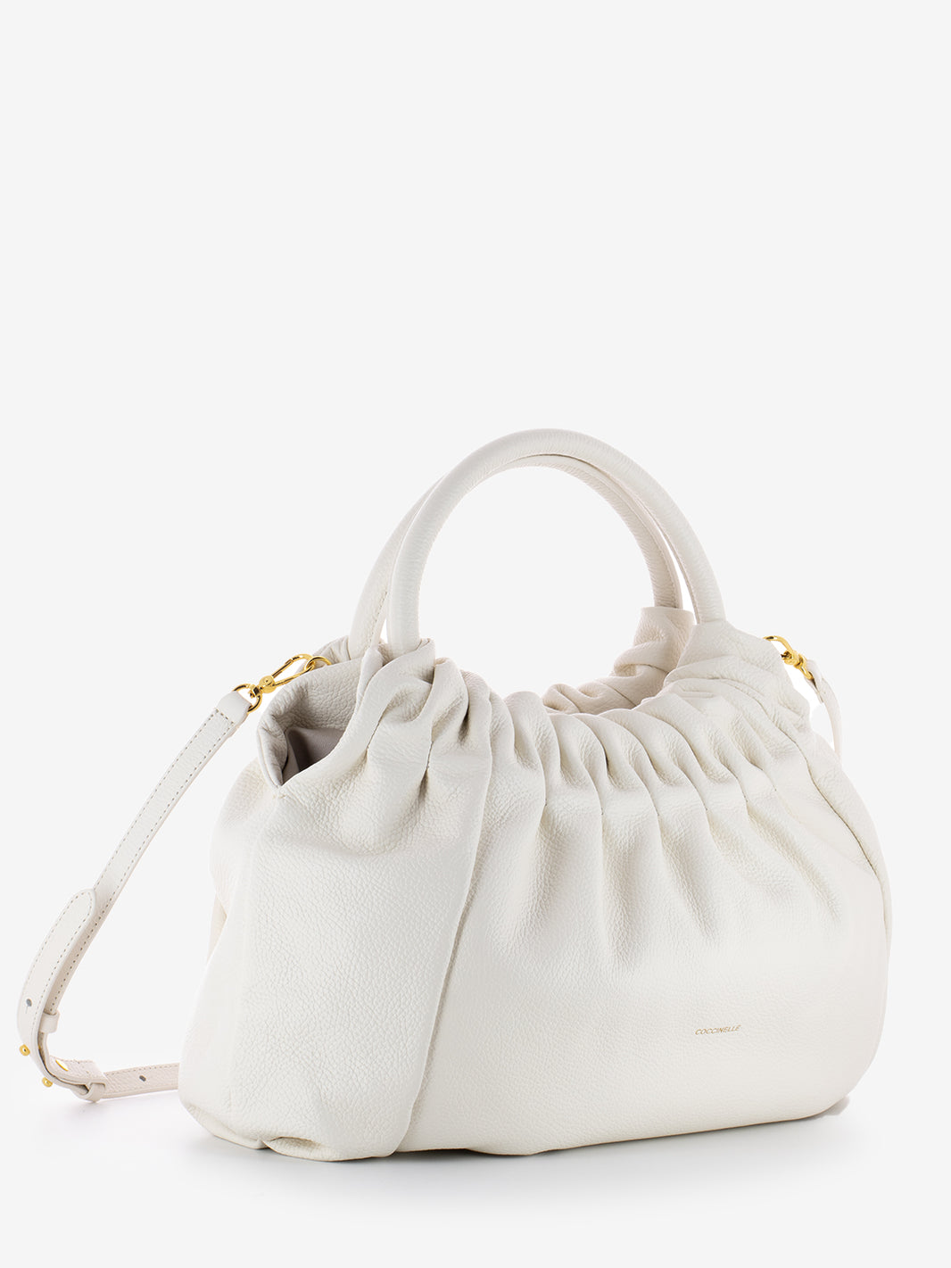 Handbag grained leather coconut milk