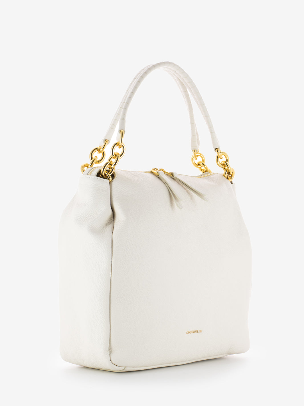 Handbag grained leather coconut milk