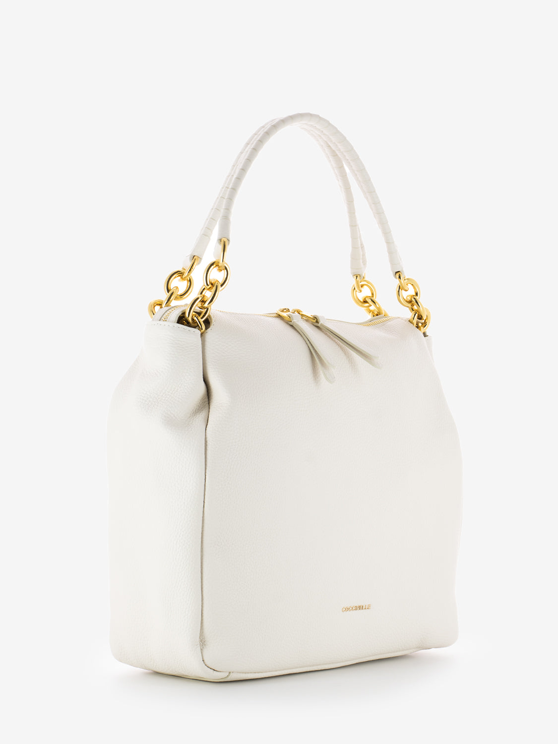 Handbag grained leather coconut milk
