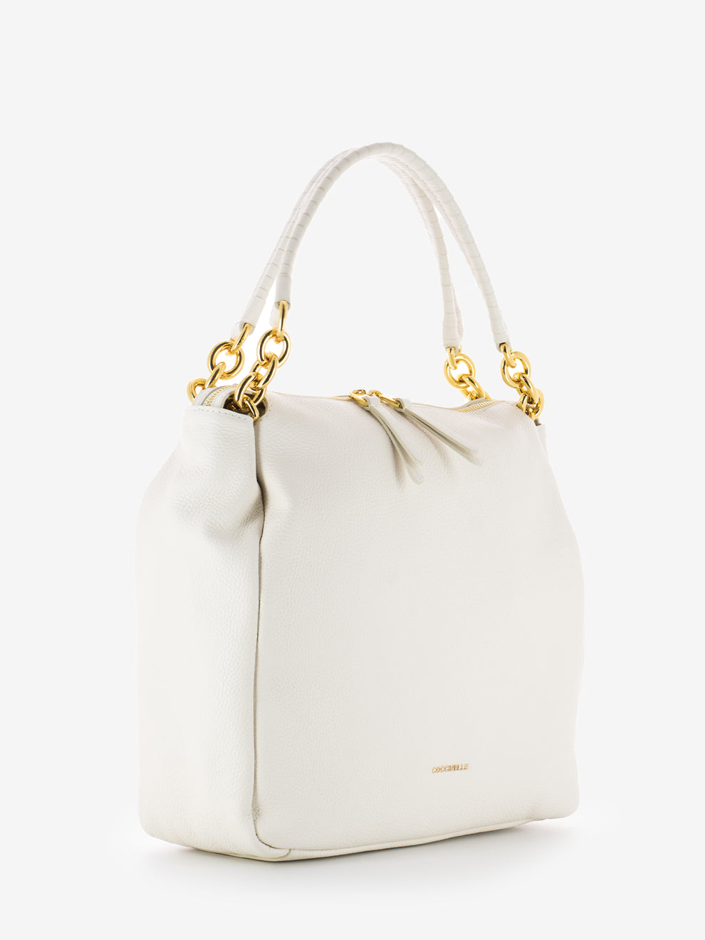 Handbag grained leather coconut milk