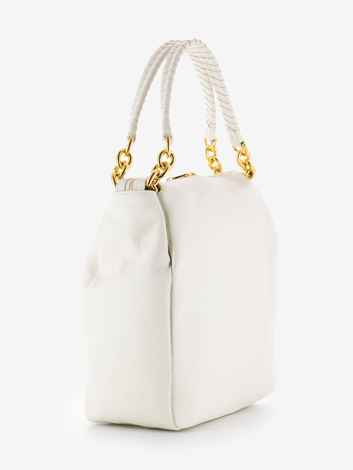 Handbag grained leather coconut milk
