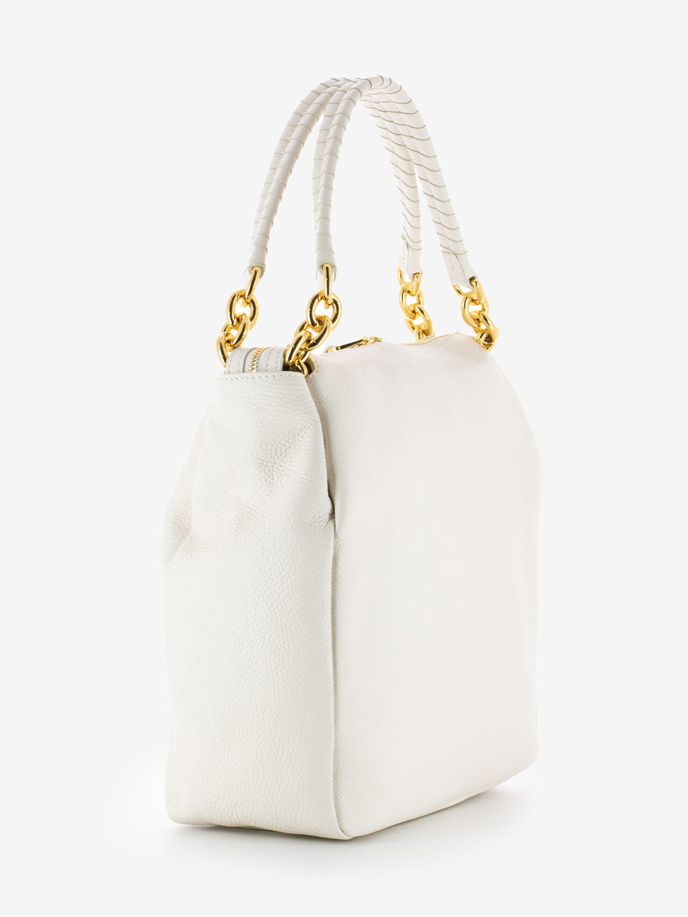 Handbag grained leather coconut milk
