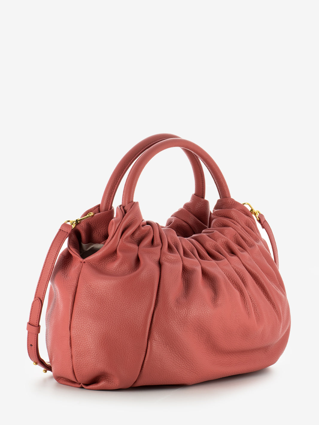 Handbag grained leather cranberry