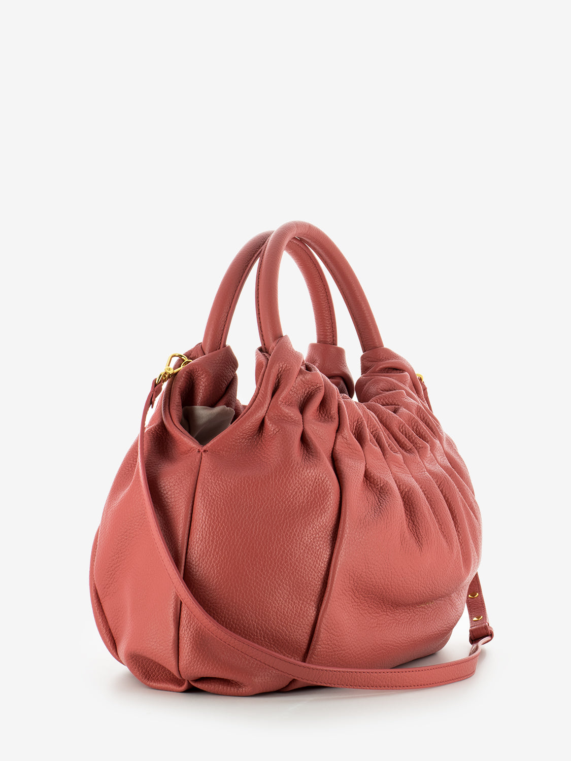 Handbag grained leather cranberry