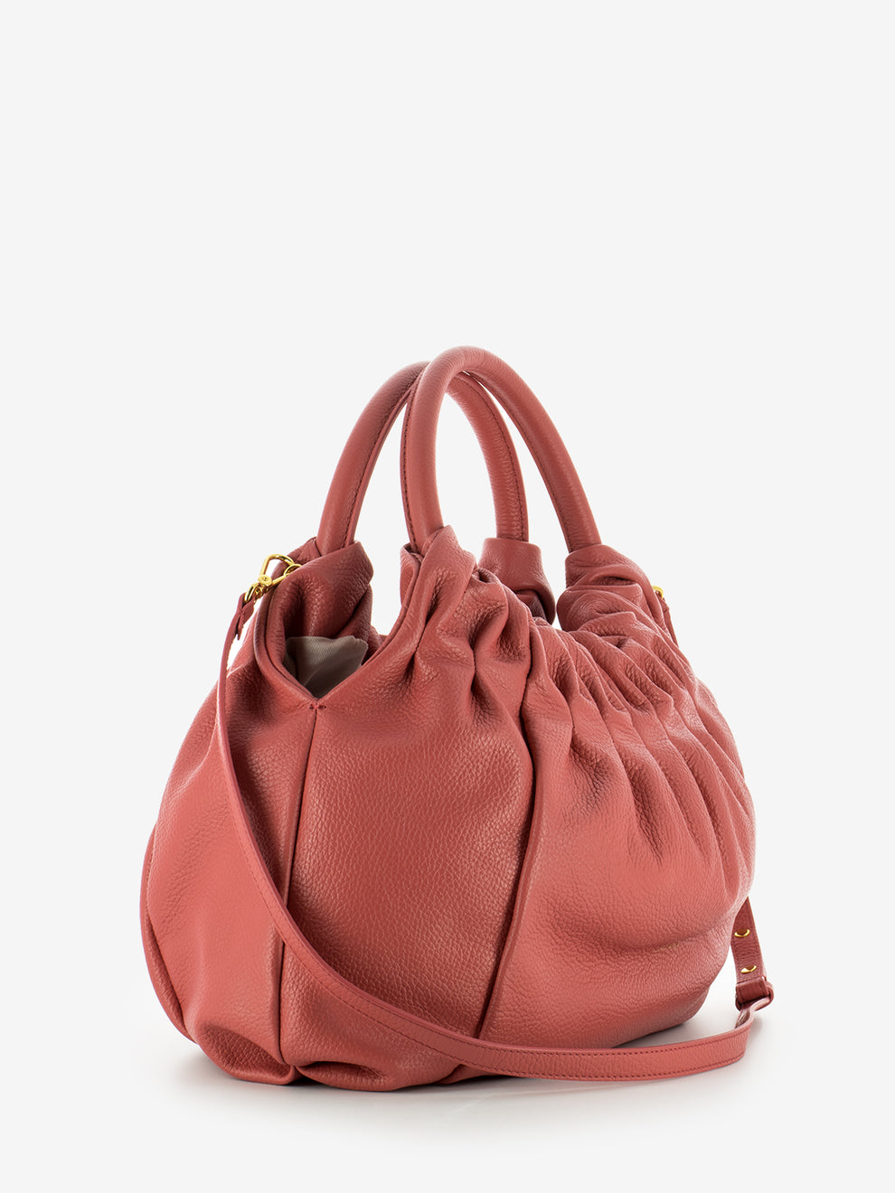 Handbag grained leather cranberry