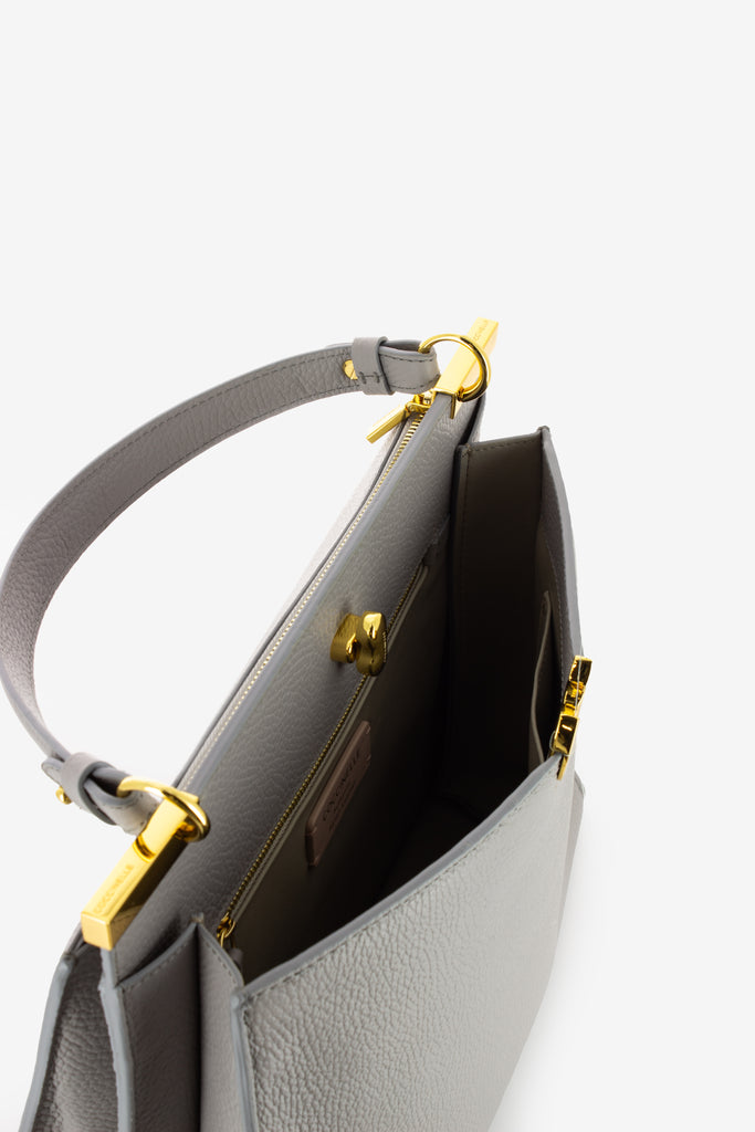 COCCINELLE - Handbag grained leather / light grey