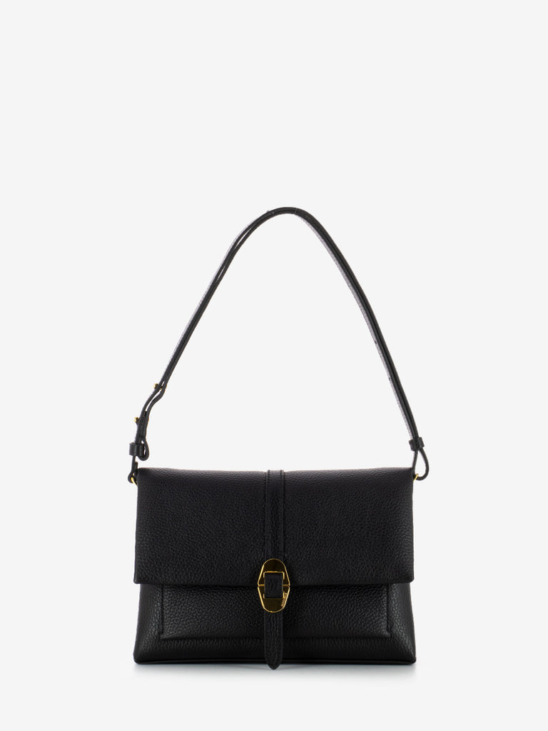 COCCINELLE - Borsa a spalla grained leather nero