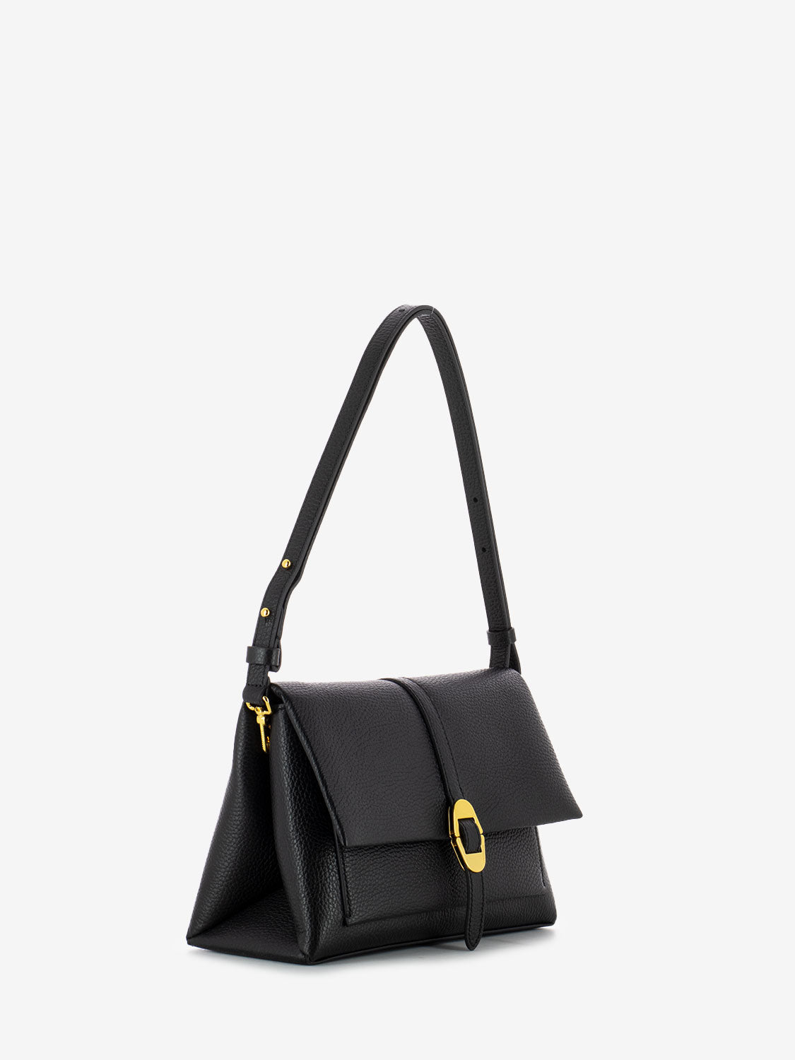Borsa a spalla grained leather nero