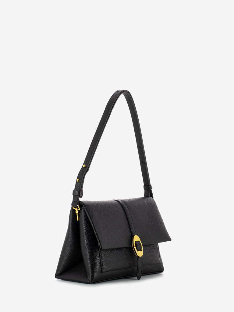 COCCINELLE - Borsa a spalla grained leather nero