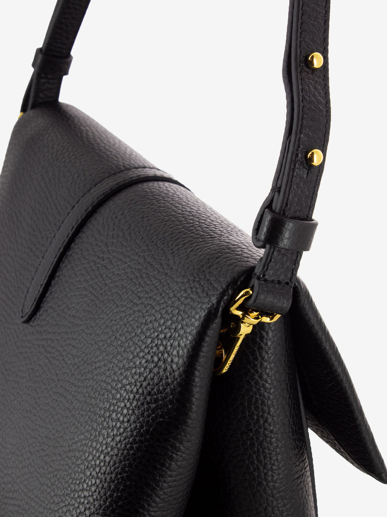 COCCINELLE - Borsa a spalla grained leather nero