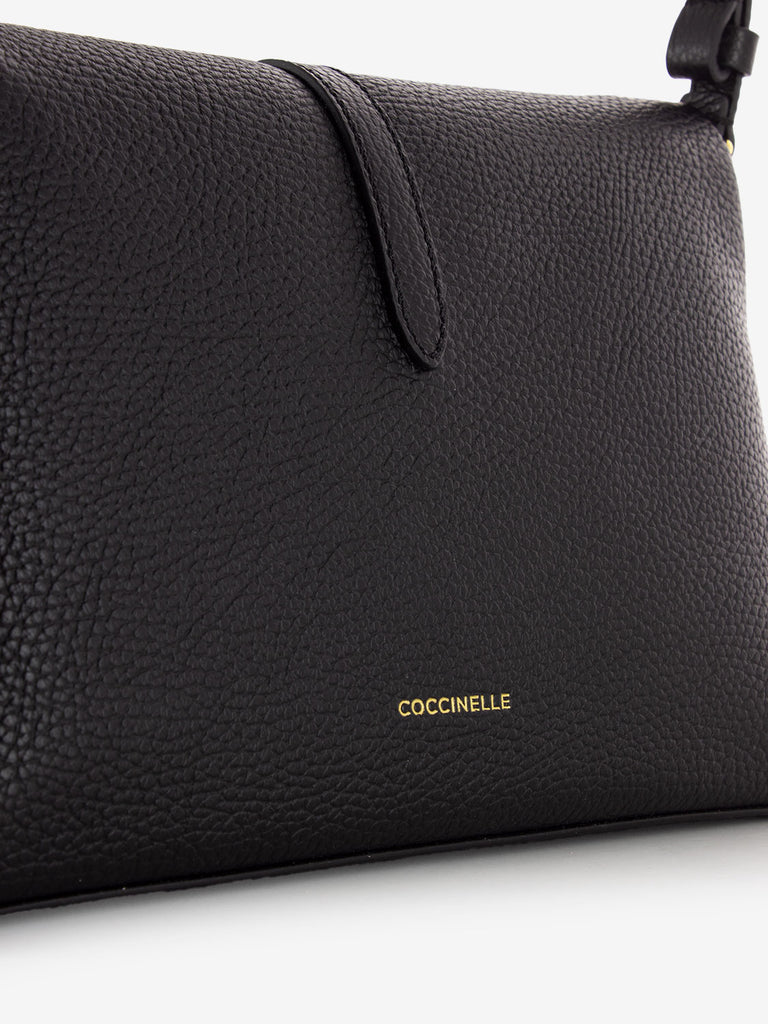 COCCINELLE - Borsa a spalla grained leather nero