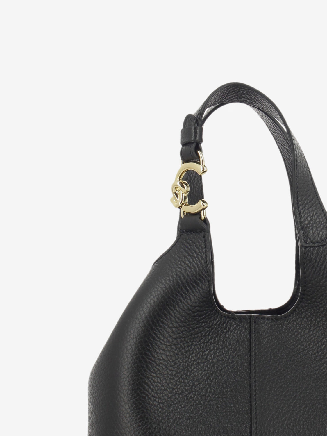 Handbag grained leather noir
