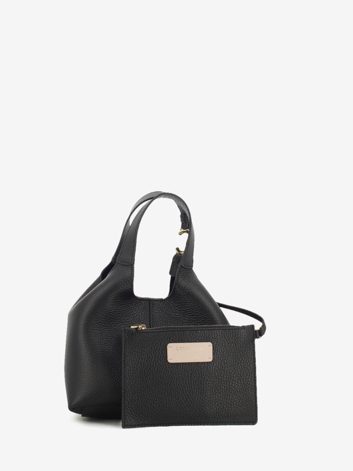 Handbag grained leather noir