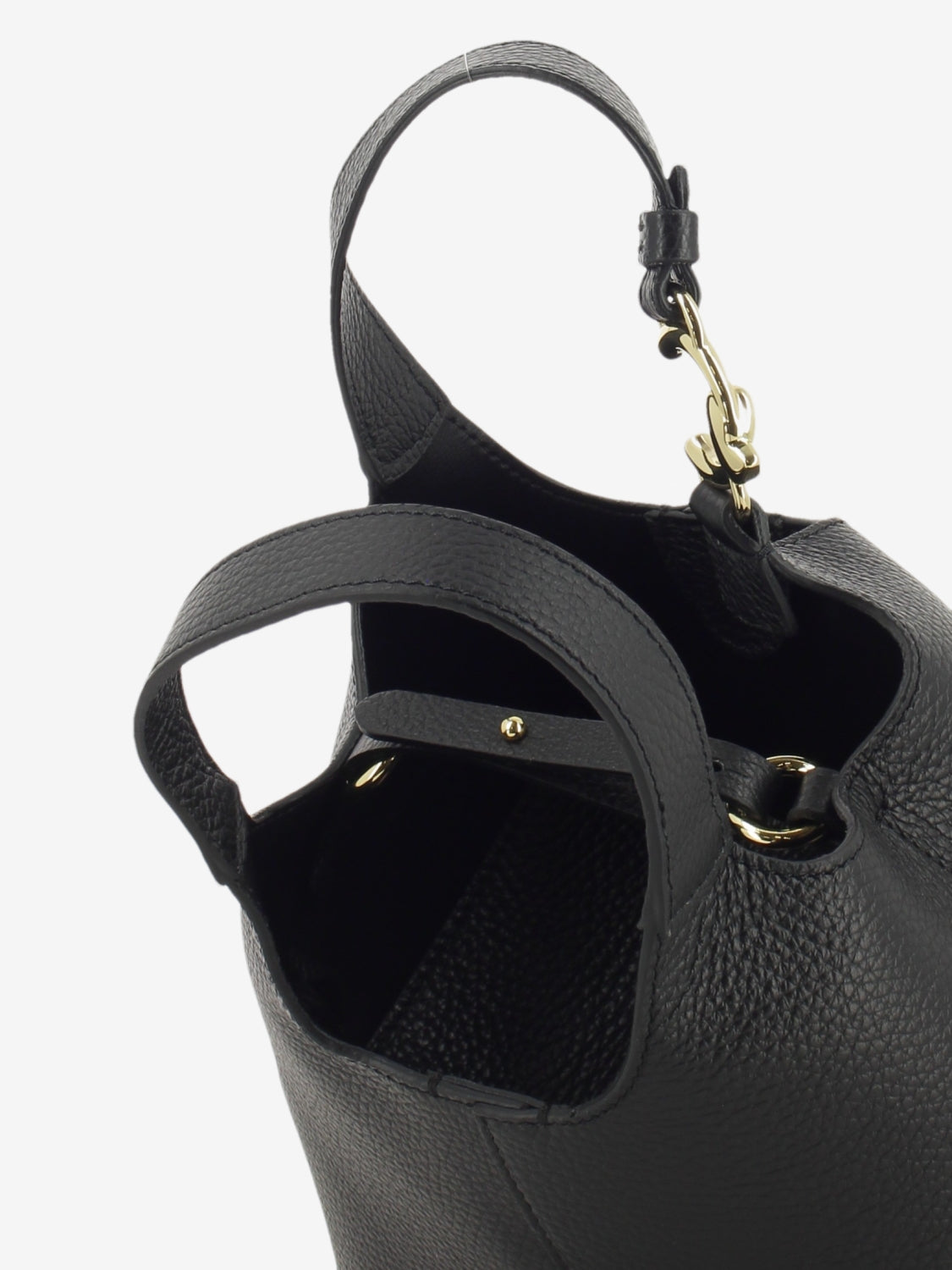 Handbag grained leather noir