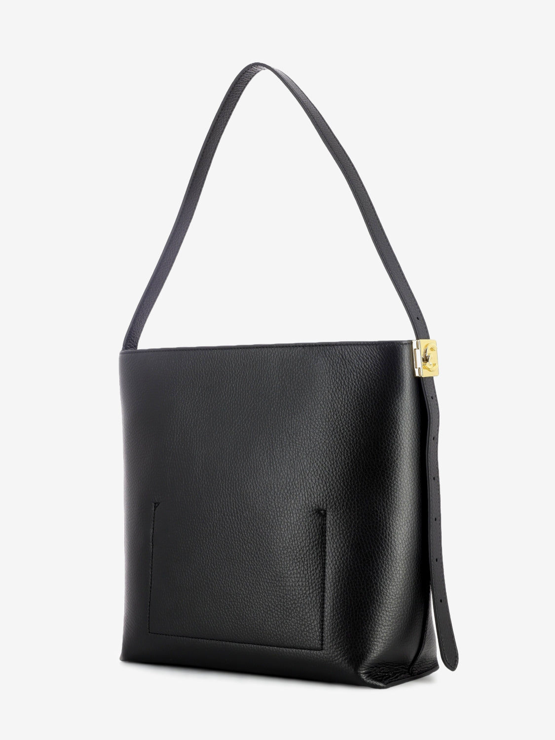 Handbag grained leather noir