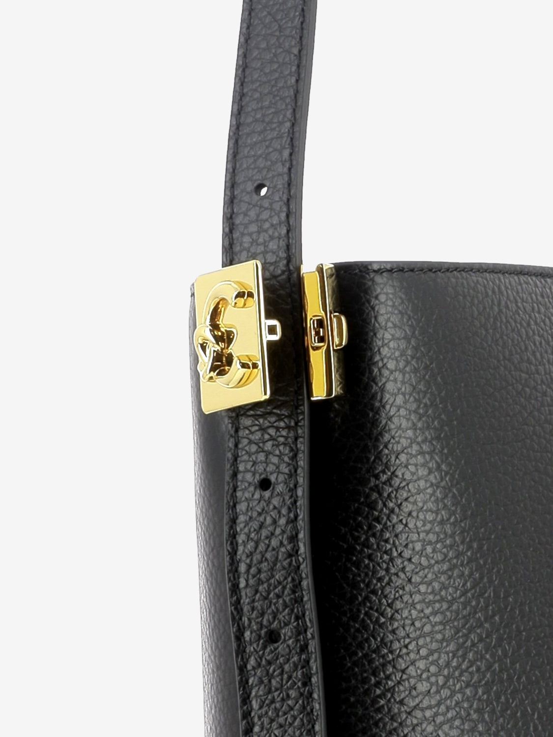 Handbag grained leather noir