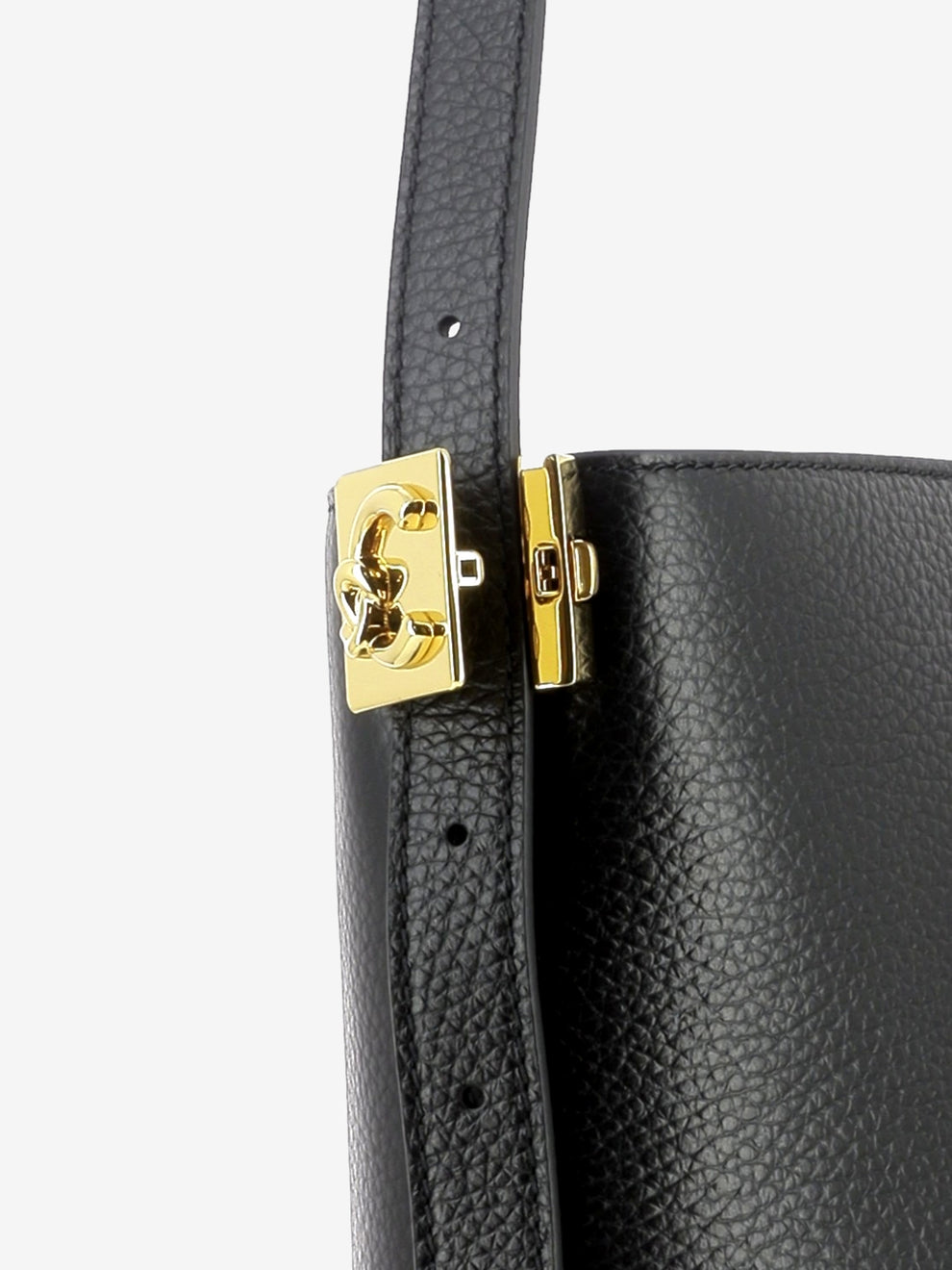Handbag grained leather noir