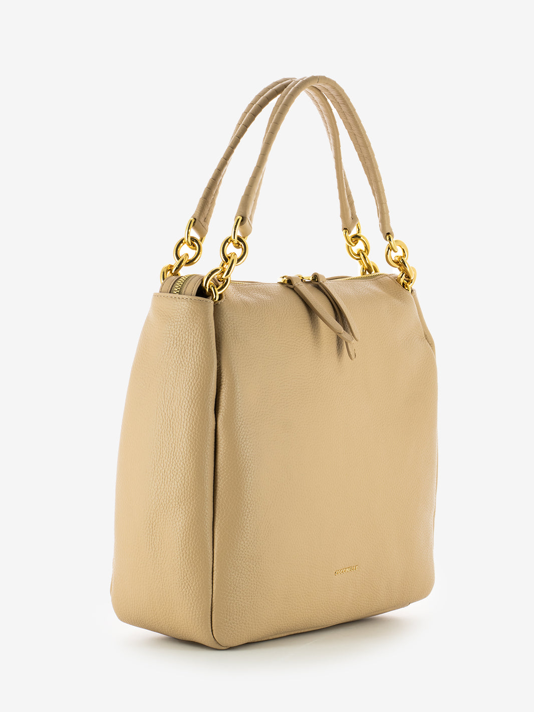 Handbag grained leather toasted