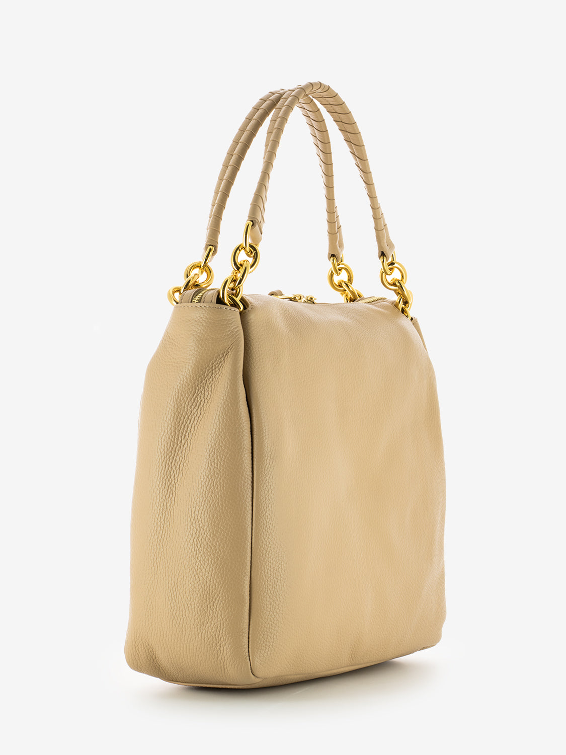 Handbag grained leather toasted