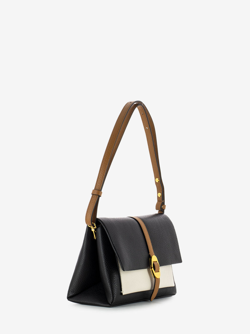 Handbag in pelle martellata nera / bianca / beige