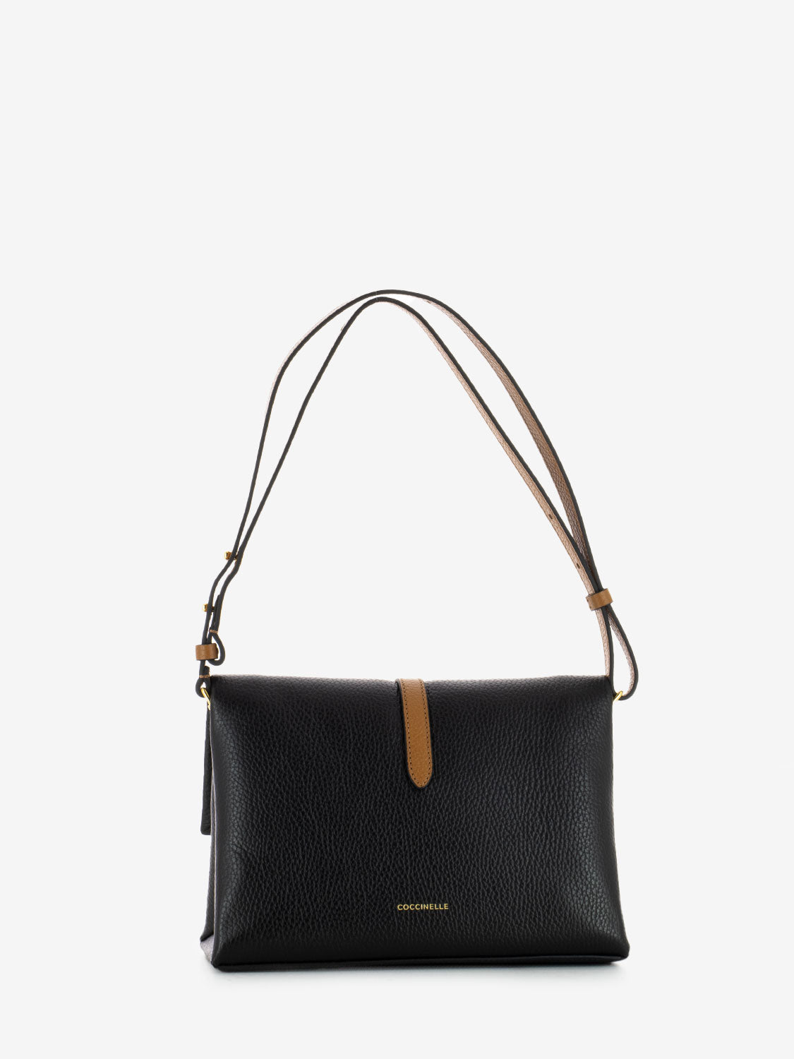 Handbag in pelle martellata nera / bianca / beige
