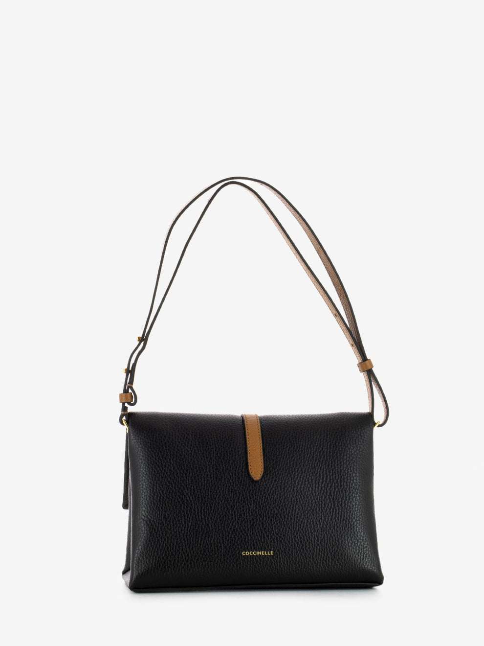Handbag in pelle martellata nera / bianca / beige