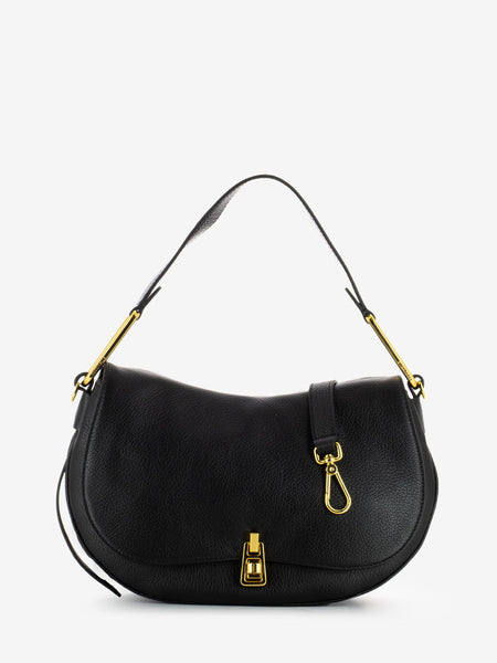 Handbag in pelle martellata nera