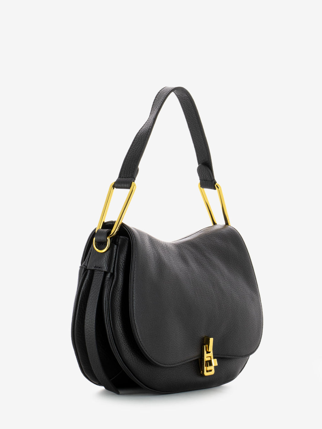 Handbag in pelle martellata nera