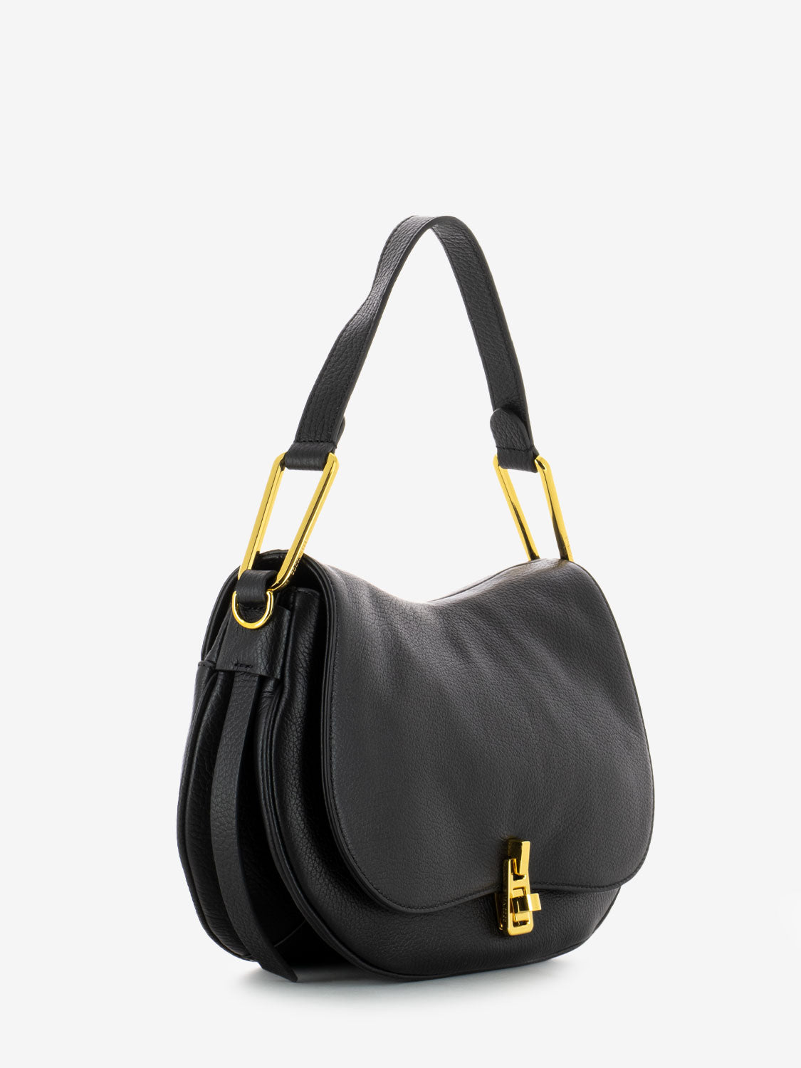 Handbag in pelle martellata nera