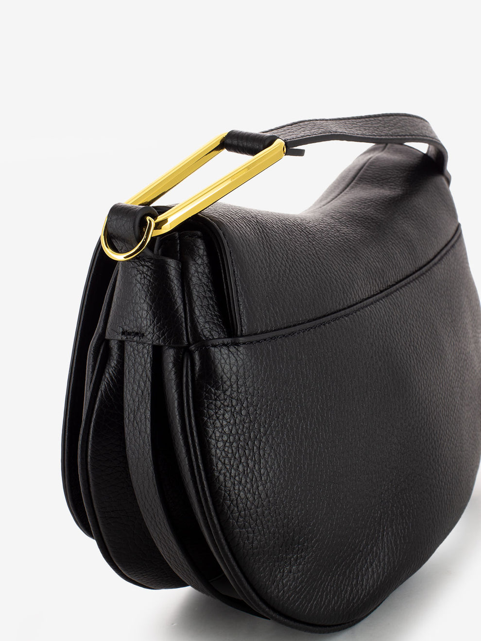 Handbag in pelle martellata nera