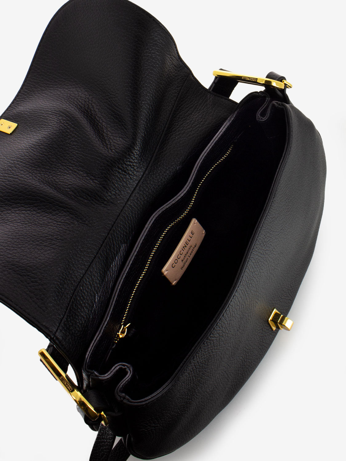 Handbag in pelle martellata nera