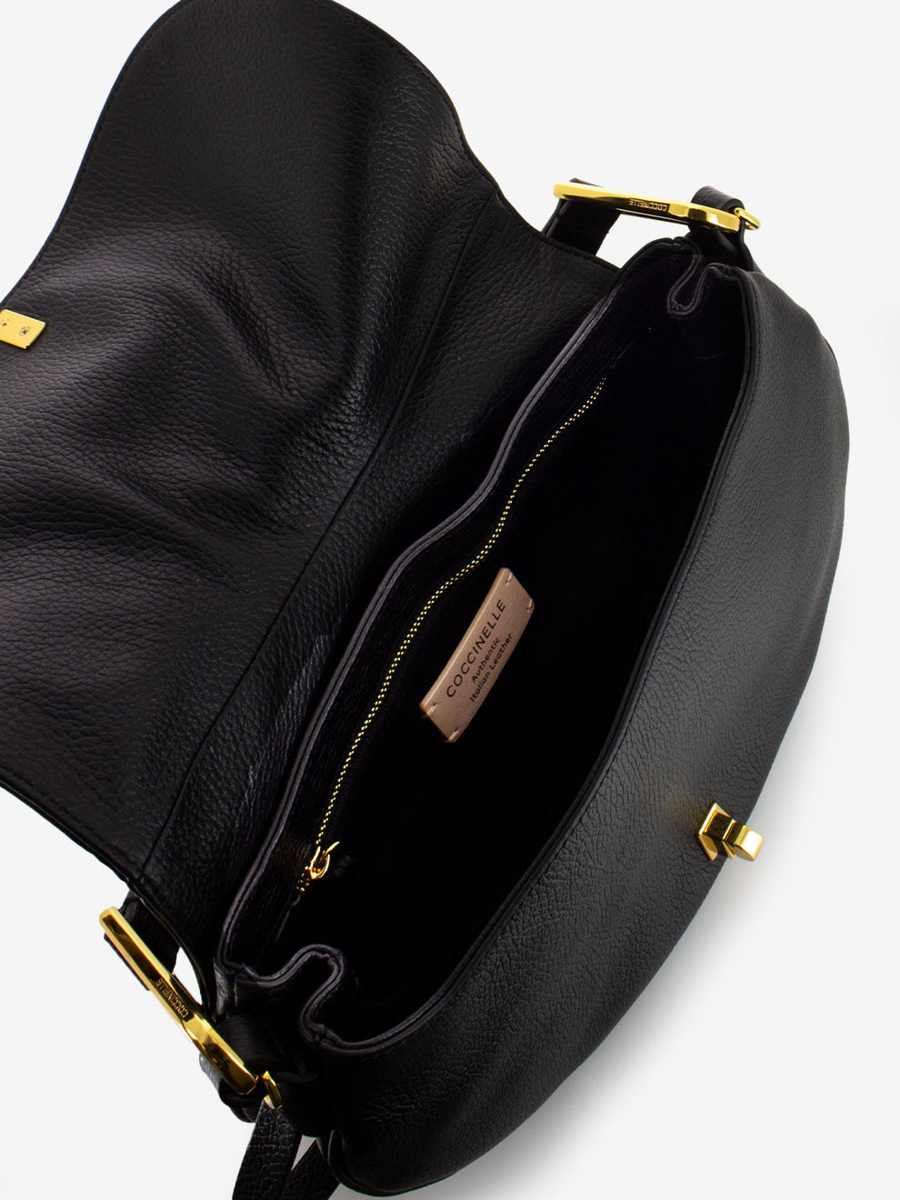 Handbag in pelle martellata nera