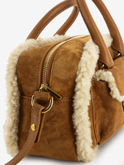 COCCINELLE - Handbag in suede / eco fur marrone