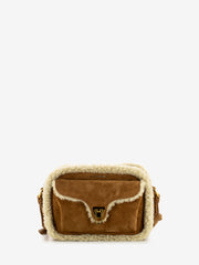 COCCINELLE - Handbag in suede ed eco fur marrone