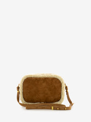 COCCINELLE - Handbag in suede ed eco fur marrone