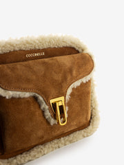 COCCINELLE - Handbag in suede ed eco fur marrone