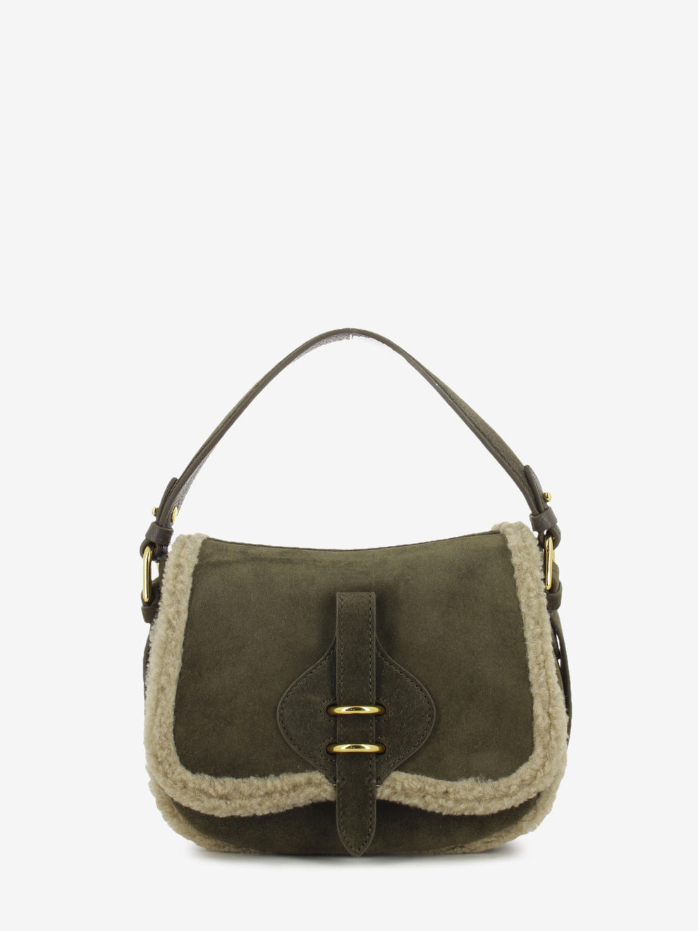 Handbag in suede fango