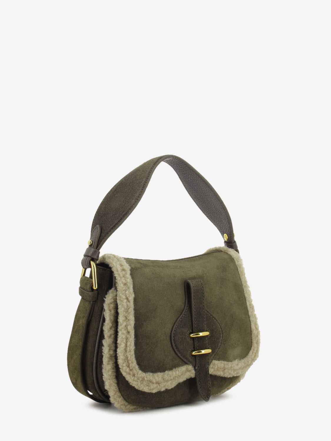 Handbag in suede fango