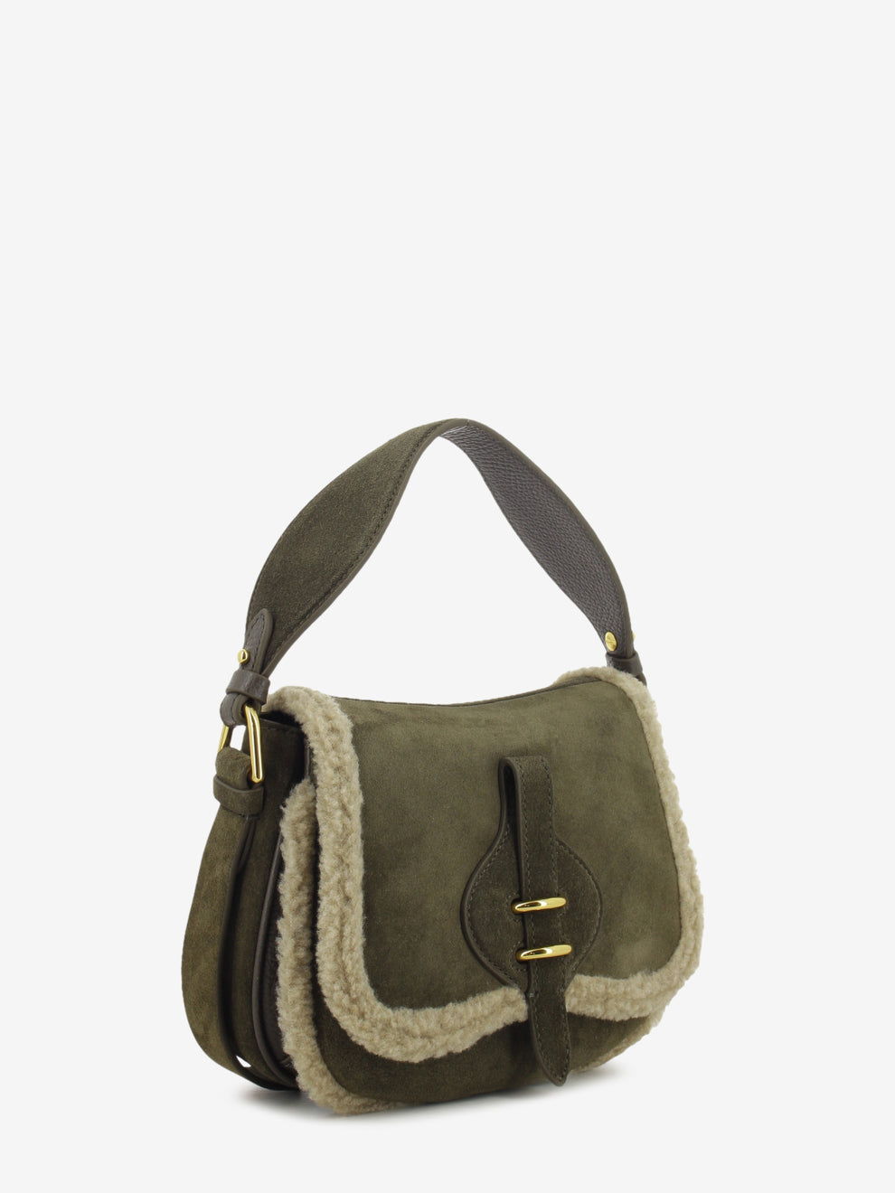 Handbag in suede fango