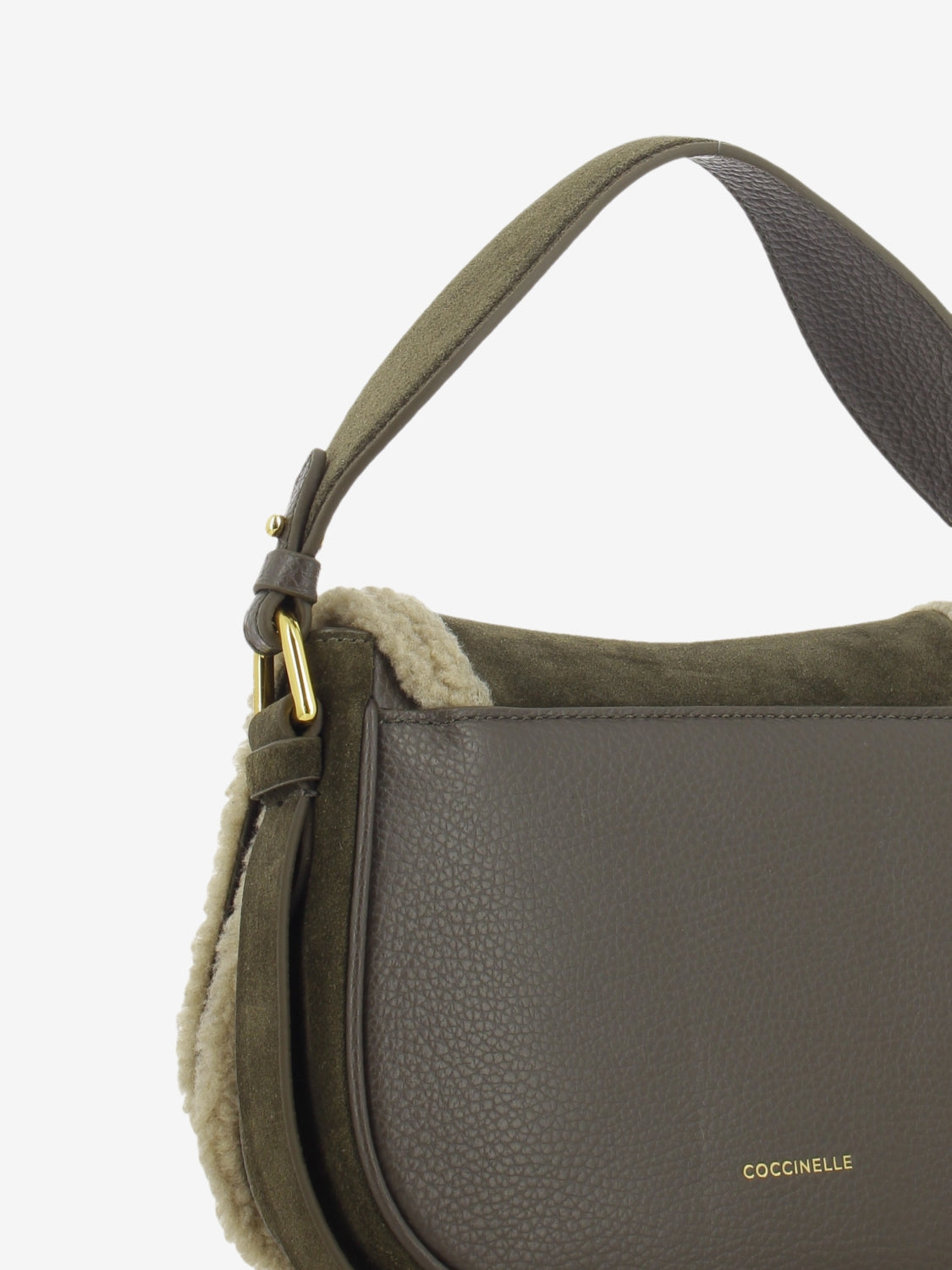 Handbag in suede fango