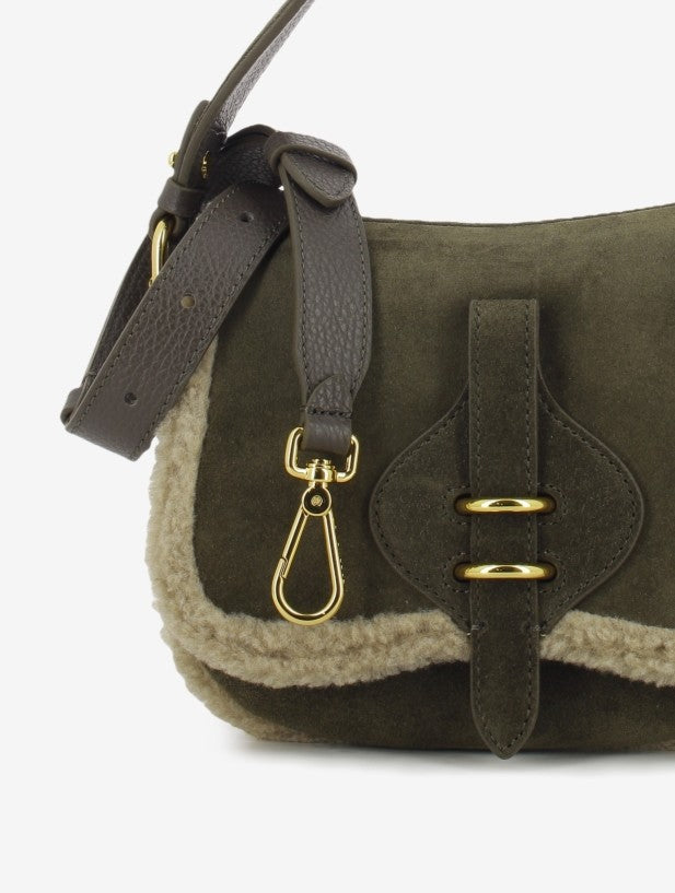 Handbag in suede fango