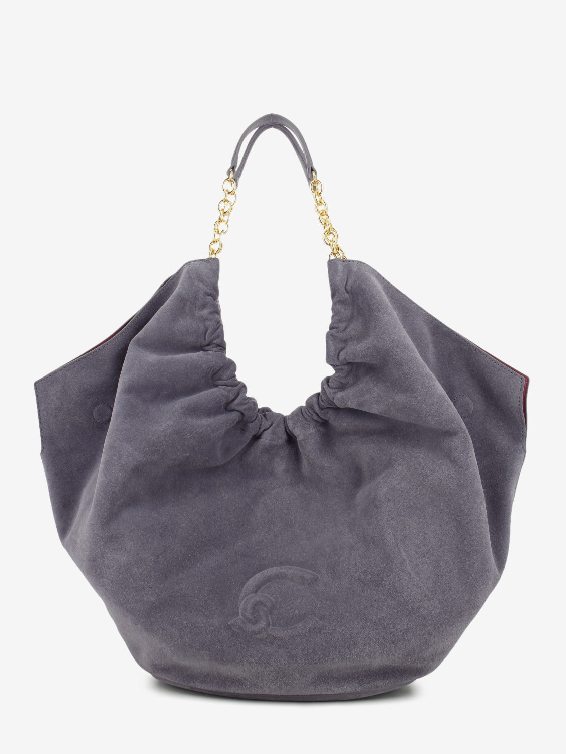 Handbag in suede leather smooth / stove