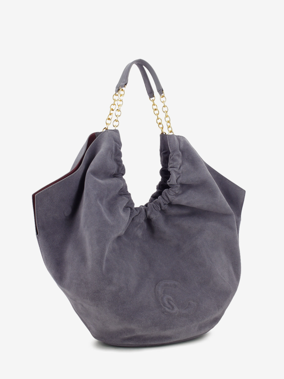 Handbag in suede leather smooth / stove