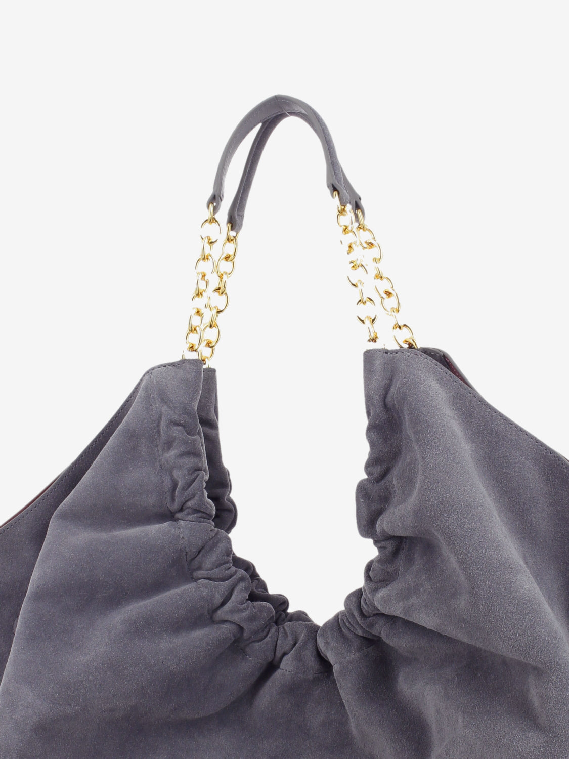 Handbag in suede leather smooth / stove