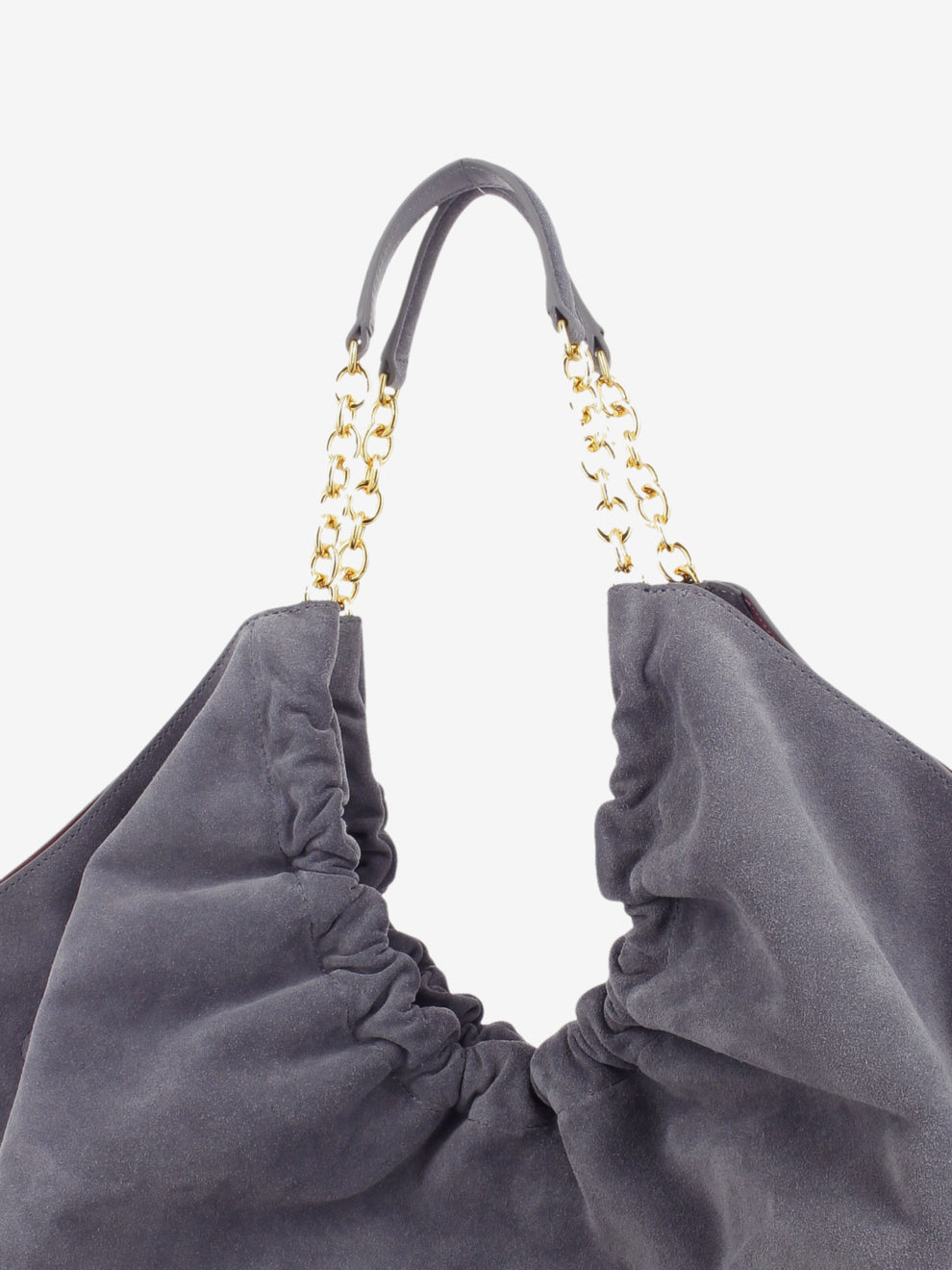 Handbag in suede leather smooth / stove